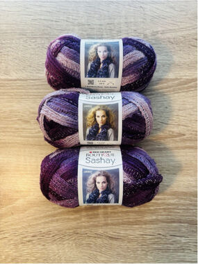 3 Skeins Red Heart Boutique Sashay Yarn Boogie Variegated Purple Metallic LW2517